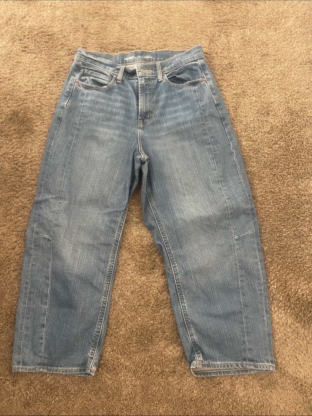 Old Navy Medium Blue High-Rise Barrel Jeans